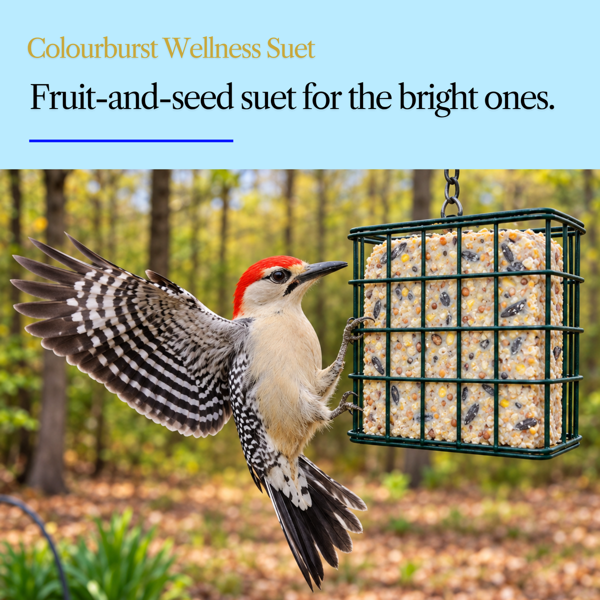 Colourburst Wellness Suet Cake – Sunflower, Peanuts, Safflower & Raisins