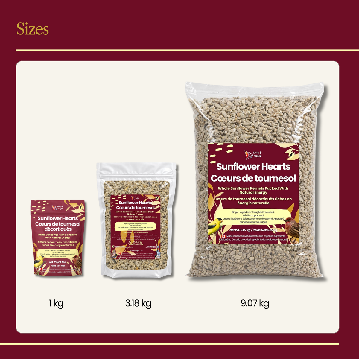 Sunflower Hearts for Wild Birds – Shell-Free, 100% Whole Sunflower Kernels