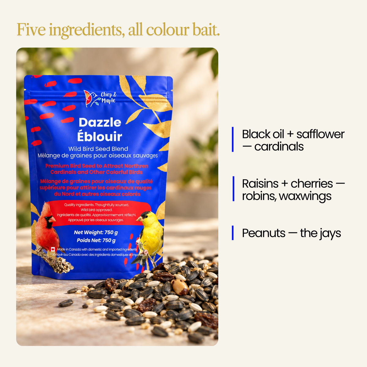 Dazzle Wild Bird Seed Mix – Fruit, Nut & Sunflower Blend