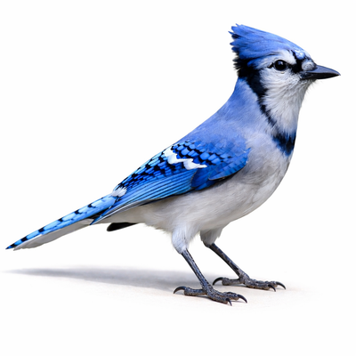 Blue jay bird on a white background