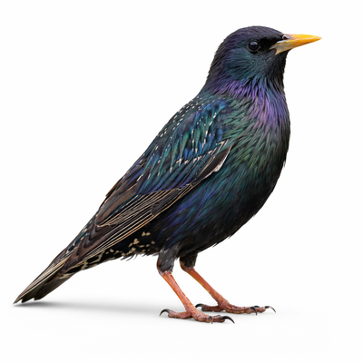 Bird with colorful plumage on a white background