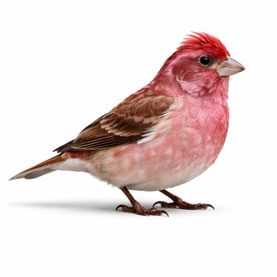 Red and brown bird on a white background