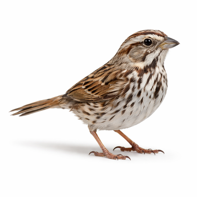 Song sparrow on a white background