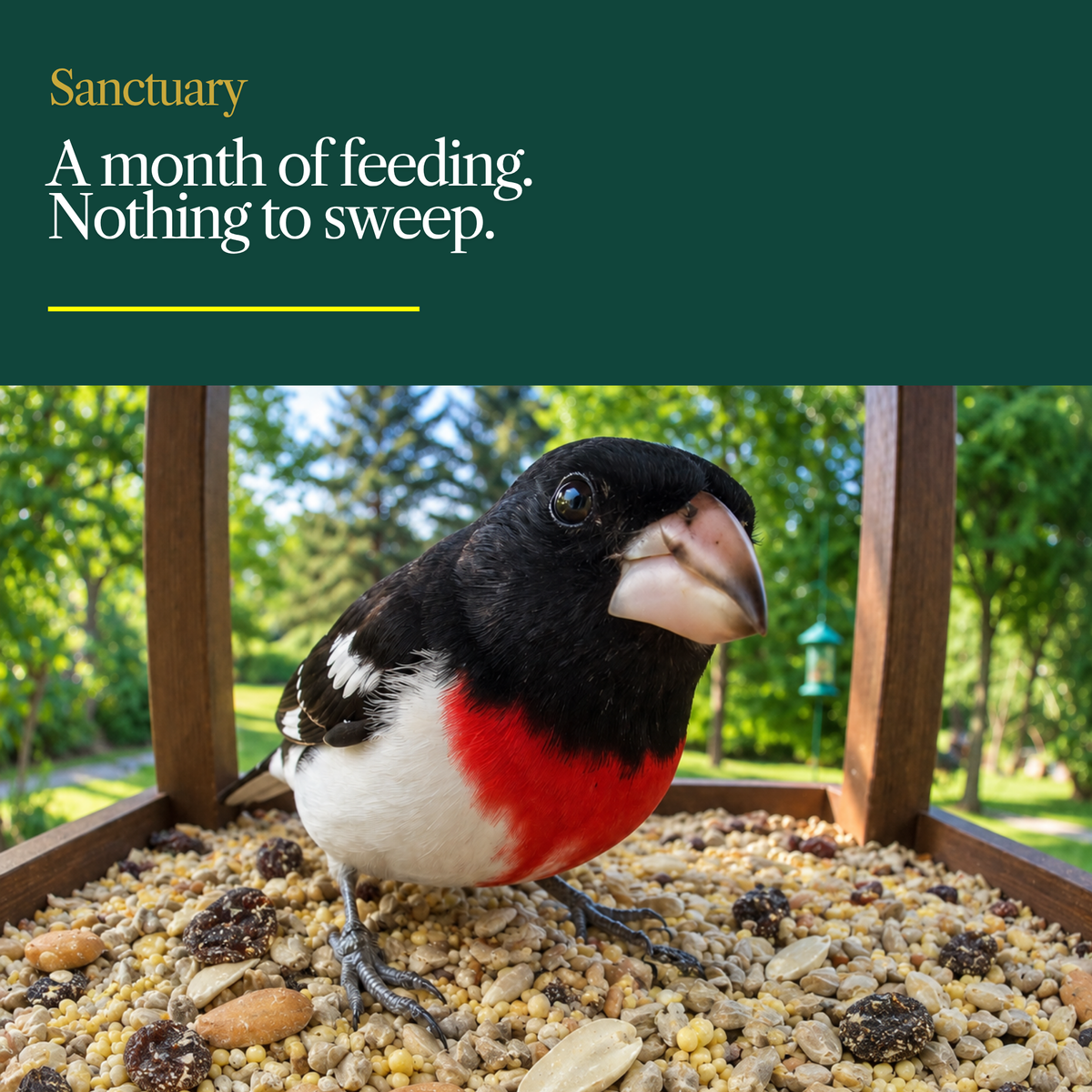 Sanctuary No-Mess Wild Bird Seed Mix – No Sprout, Garden-Safe Blend