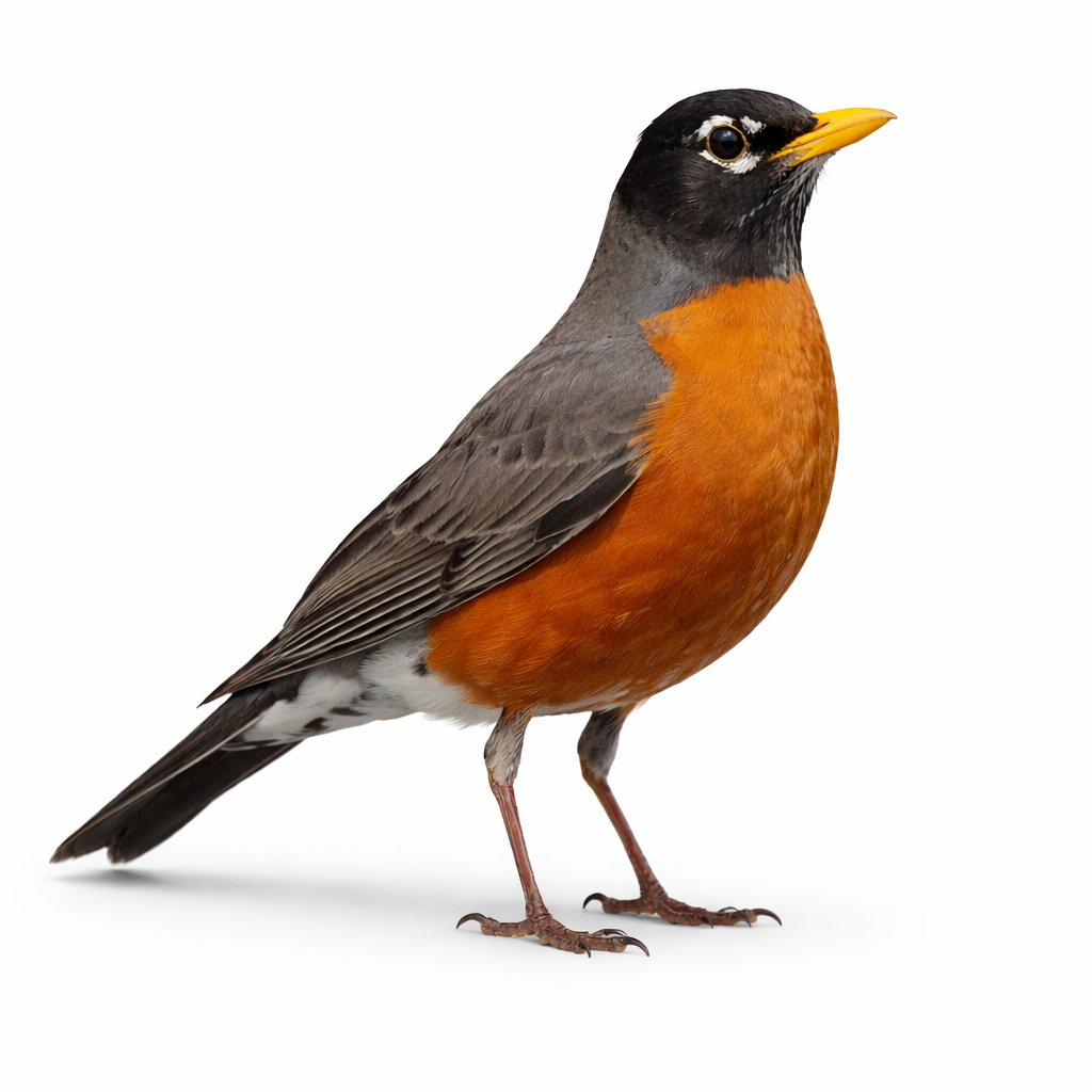 Robin bird on a white background